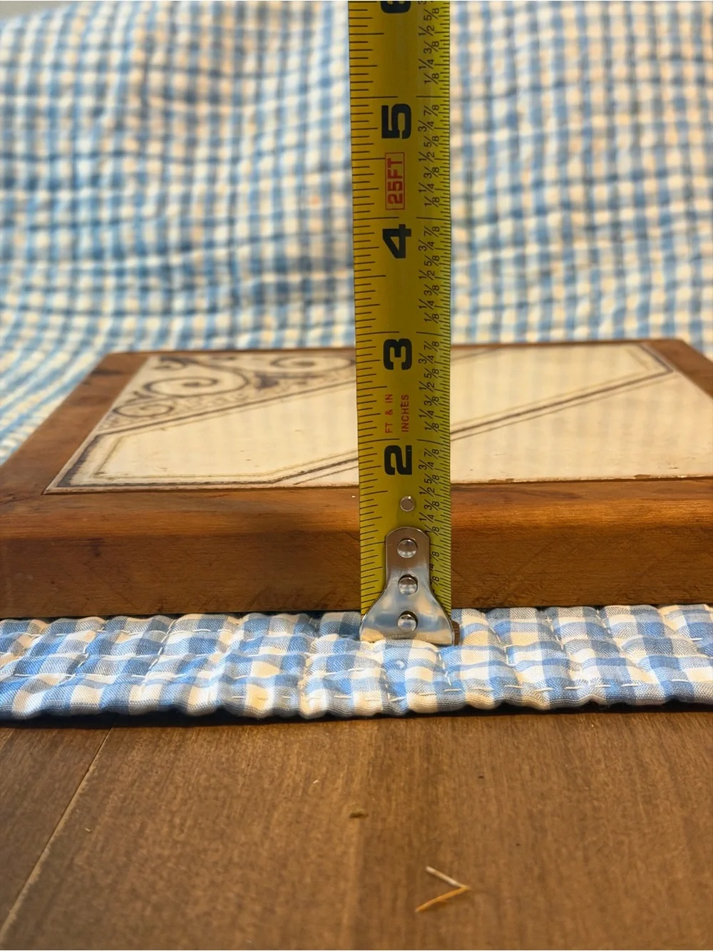 Ceramic Tile Trivet w/ Wood Frame Cork Back, Abstract 10 in